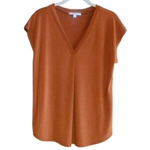 Green Envelope V-neck Sleeveless Rust Blouse Size Med